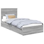 Casa si Gradina - Mobilier - Paturi si accesorii - Paturi - Pat cu storage cu sertar Gri Sonoma 75 x 190 cm Lemn compozit - Infinity.ro