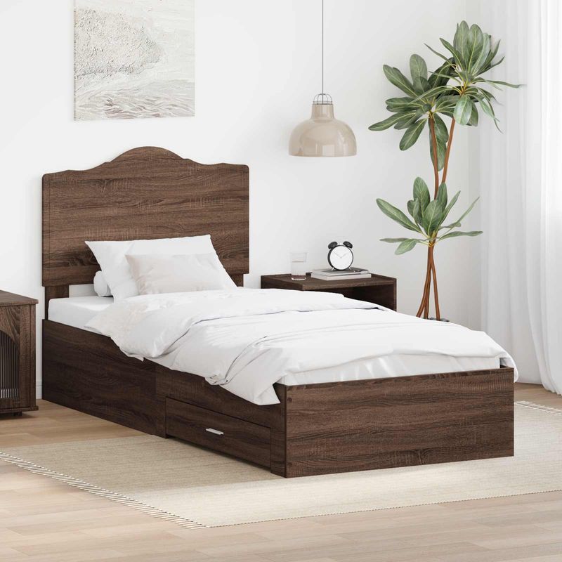 Casa si Gradina - Mobilier - Paturi si accesorii - Paturi - Cadru de pat cu sertar Stejar inchis 100 x 200 cm Lemn compozit - Infinity.ro