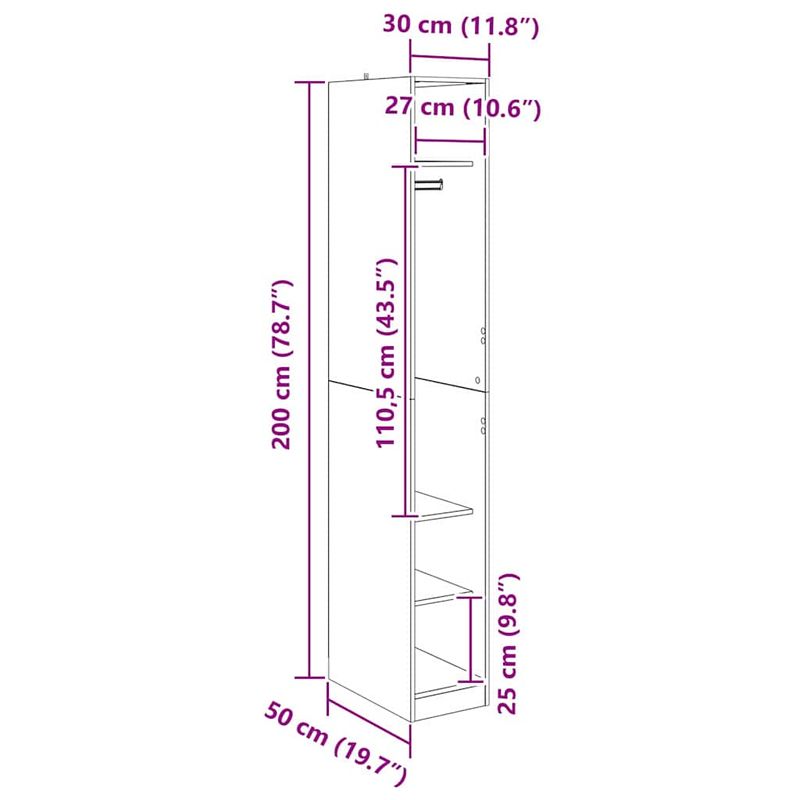 Casa si Gradina - Mobilier - Dulapuri si sifoniere - Dulapuri - Dulap cu raft Stejar Negru 50 x 30 x 200 cm Lemn compozit - Infinity.ro