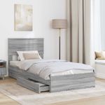 Casa si Gradina - Mobilier - Paturi si accesorii - Paturi - Pat cu storage cu sertar Gri Sonoma 75 x 190 cm Lemn compozit - Infinity.ro