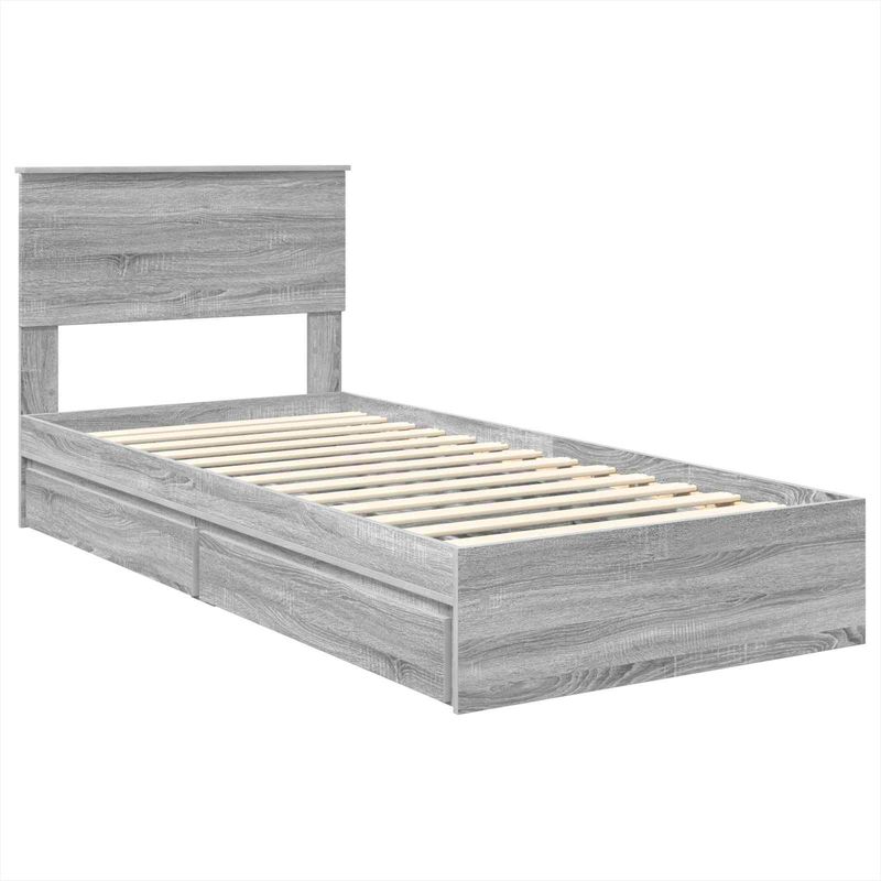 Casa si Gradina - Mobilier - Paturi si accesorii - Paturi - Pat cu storage cu sertar Gri Sonoma 75 x 190 cm Lemn compozit - Infinity.ro