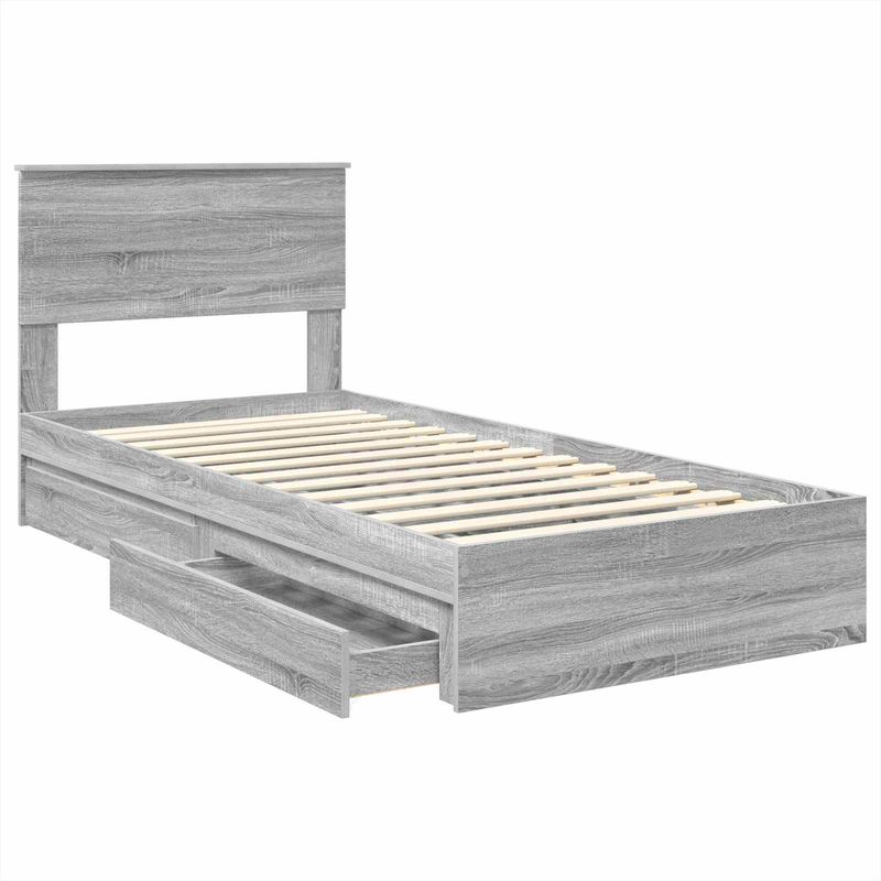 Casa si Gradina - Mobilier - Paturi si accesorii - Paturi - Pat cu storage cu sertar Gri Sonoma 75 x 190 cm Lemn compozit - Infinity.ro