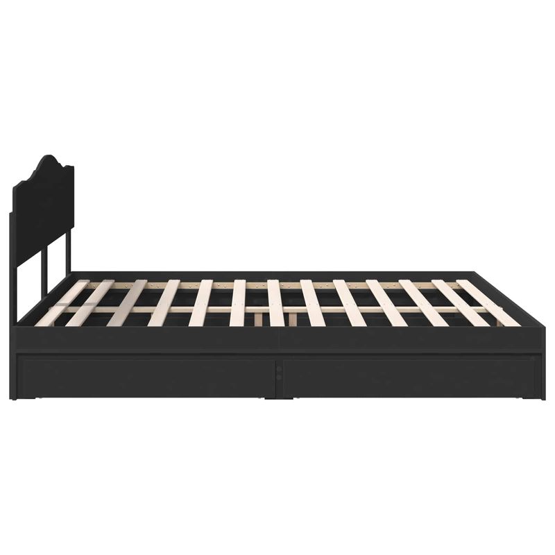 Casa si Gradina - Mobilier - Paturi si accesorii - Paturi - Pat cu storage cu headboard Negru 180 x 200 cm Lemn compozit - Infinity.ro