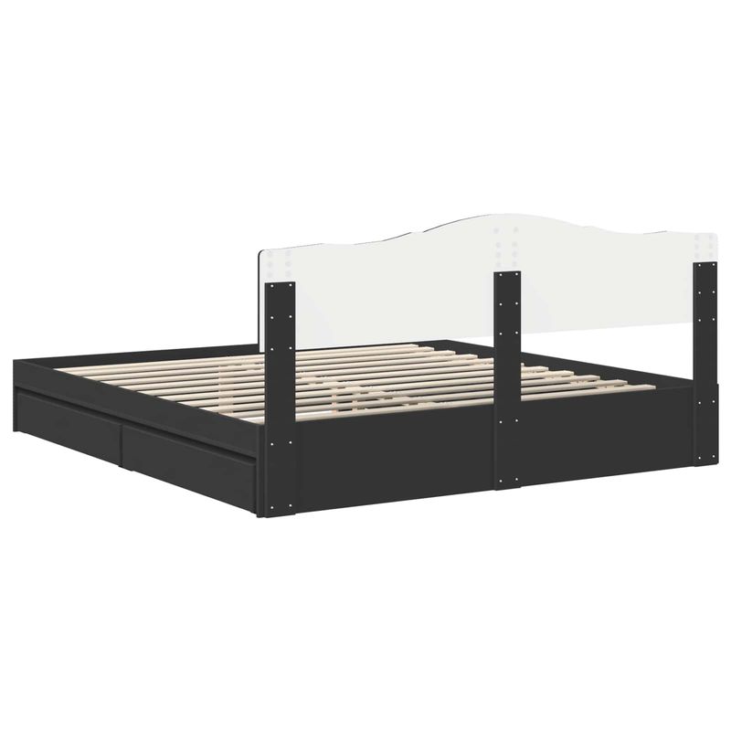 Casa si Gradina - Mobilier - Paturi si accesorii - Paturi - Pat cu storage cu headboard Negru 180 x 200 cm Lemn compozit - Infinity.ro