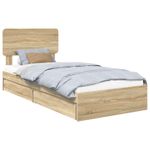 Casa si Gradina - Mobilier - Paturi si accesorii - Paturi - Pat cu storage Stejar Sonoma 90 x 190 cm Lemn compozit - Infinity.ro