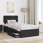 Casa si Gradina - Mobilier - Paturi si accesorii - Paturi - Cadru de pat cu headboard Negru 75 x 190 cm Lemn compozit - Infinity.ro