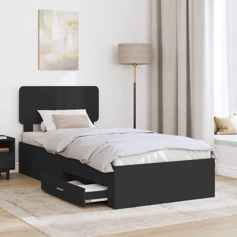 Casa si Gradina - Mobilier - Paturi si accesorii - Paturi - Cadru de pat cu headboard Negru 75 x 190 cm Lemn compozit - Infinity.ro