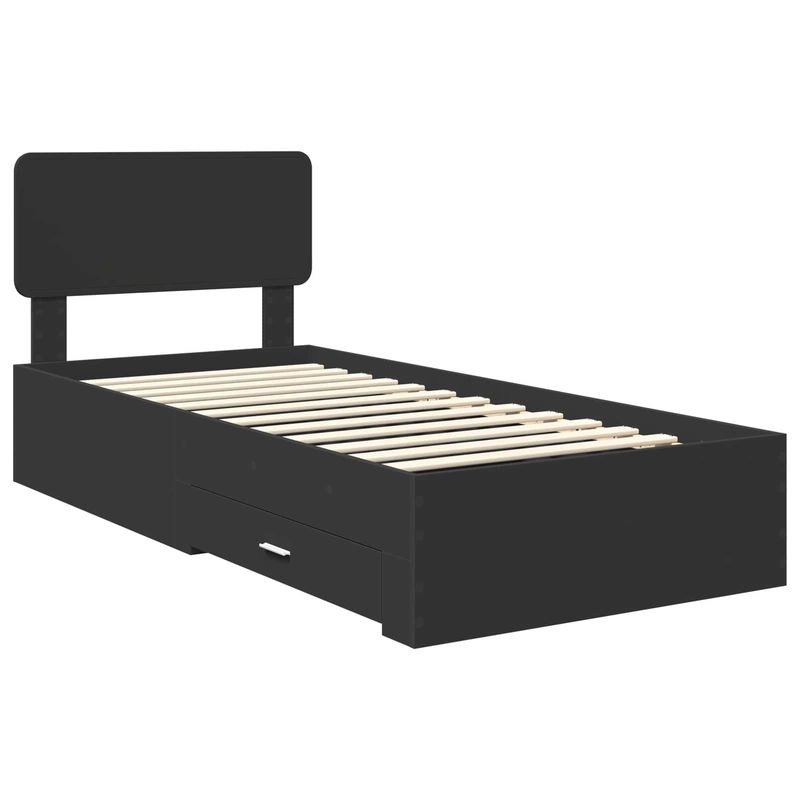 Casa si Gradina - Mobilier - Paturi si accesorii - Paturi - Cadru de pat cu headboard Negru 75 x 190 cm Lemn compozit - Infinity.ro