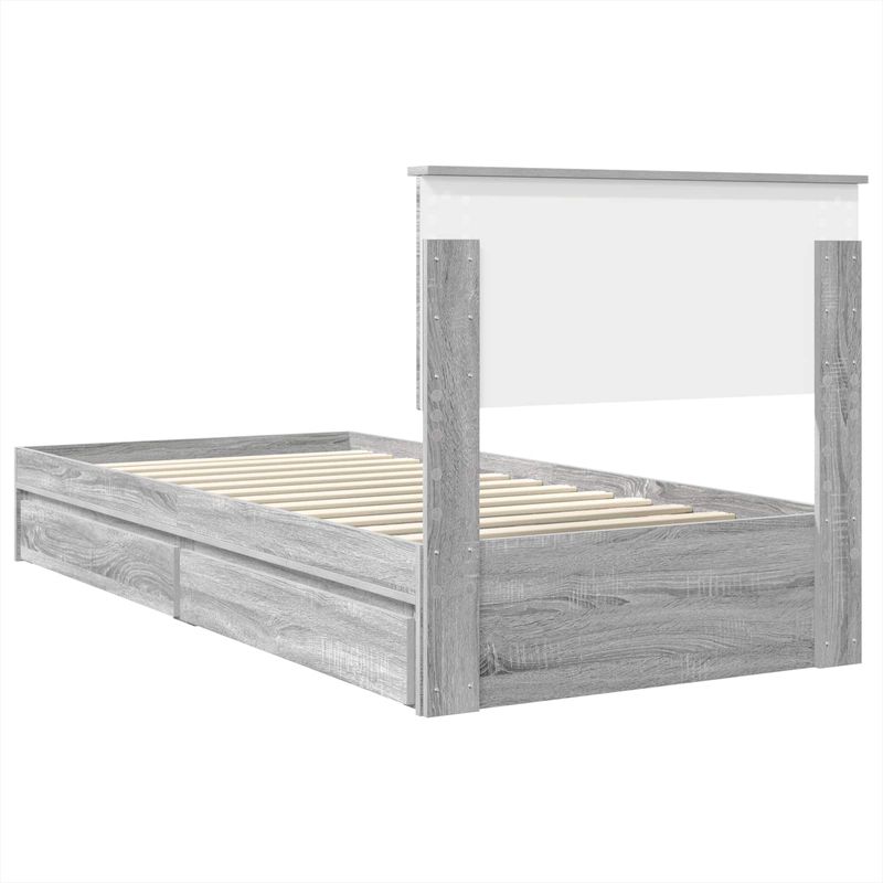 Casa si Gradina - Mobilier - Paturi si accesorii - Paturi - Pat cu storage cu sertar Gri Sonoma 75 x 190 cm Lemn compozit - Infinity.ro