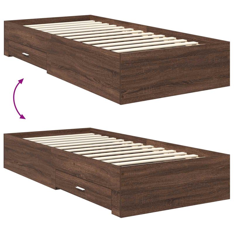 Casa si Gradina - Mobilier - Paturi si accesorii - Paturi - Cadru de pat cu sertar Stejar inchis 100 x 200 cm Lemn compozit - Infinity.ro