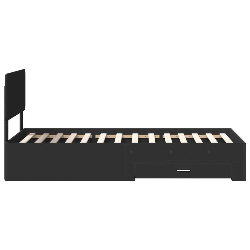 Casa si Gradina - Mobilier - Paturi si accesorii - Paturi - Cadru de pat cu headboard Negru 75 x 190 cm Lemn compozit - Infinity.ro