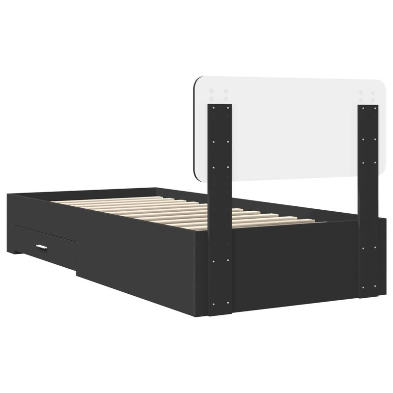 Casa si Gradina - Mobilier - Paturi si accesorii - Paturi - Cadru de pat cu headboard Negru 75 x 190 cm Lemn compozit - Infinity.ro