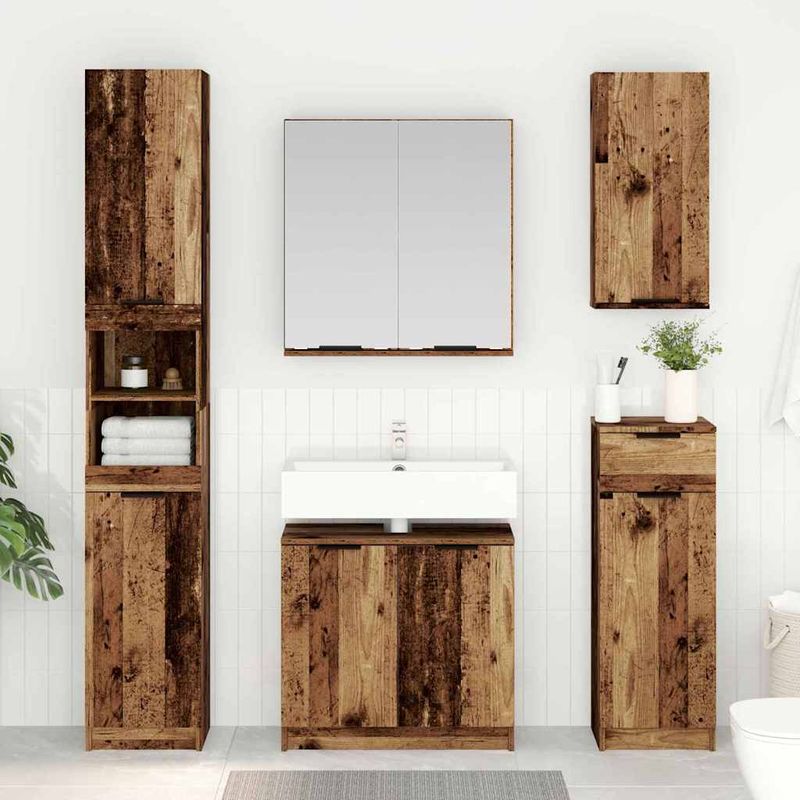 Casa si Gradina - Mobilier - Seturi de mobilier - Seturi baie - Set dulap baie cu raft cu depozitare Lemn Vechi Lemn compozit - Infinity.ro