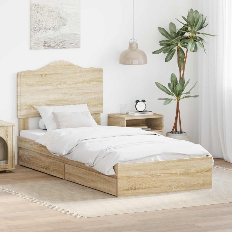 Casa si Gradina - Mobilier - Paturi si accesorii - Paturi - Pat cu storage Stejar Sonoma 100 x 200 cm Lemn compozit - Infinity.ro