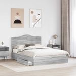 Casa si Gradina - Mobilier - Paturi si accesorii - Paturi - Pat cu storage cu sertar Gri Sonoma 150 x 200 cm Lemn compozit - Infinity.ro