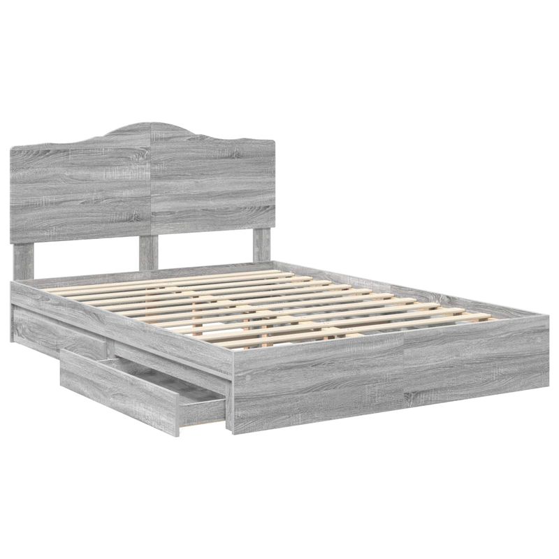Casa si Gradina - Mobilier - Paturi si accesorii - Paturi - Pat cu storage cu sertar Gri Sonoma 150 x 200 cm Lemn compozit - Infinity.ro