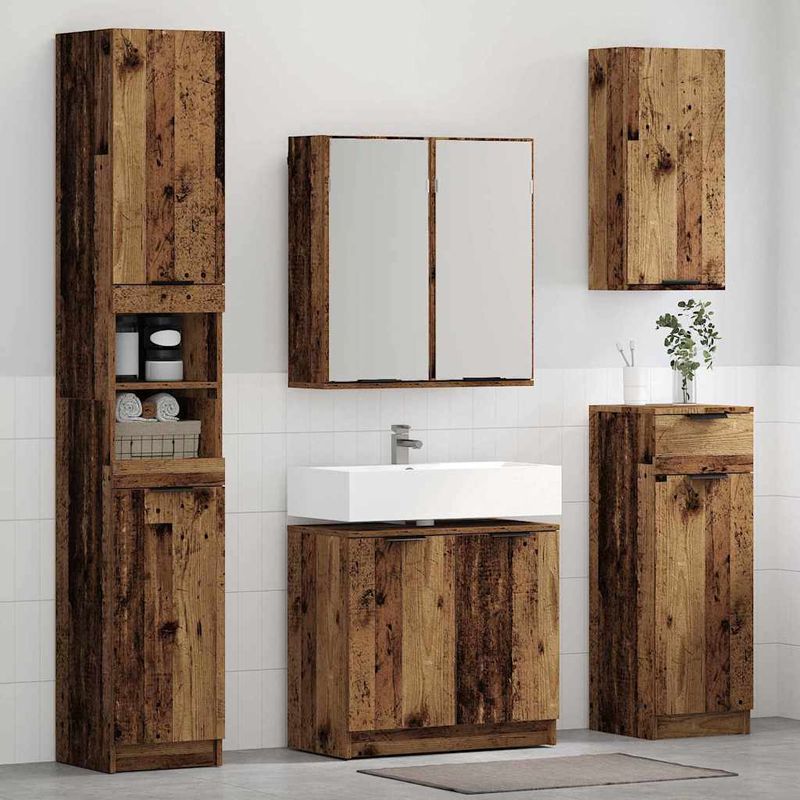 Casa si Gradina - Mobilier - Seturi de mobilier - Seturi baie - Set dulap baie cu raft cu depozitare Lemn Vechi Lemn compozit - Infinity.ro
