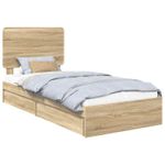 Casa si Gradina - Mobilier - Paturi si accesorii - Paturi - Pat cu storage Stejar Sonoma 100 x 200 cm Lemn compozit - Infinity.ro