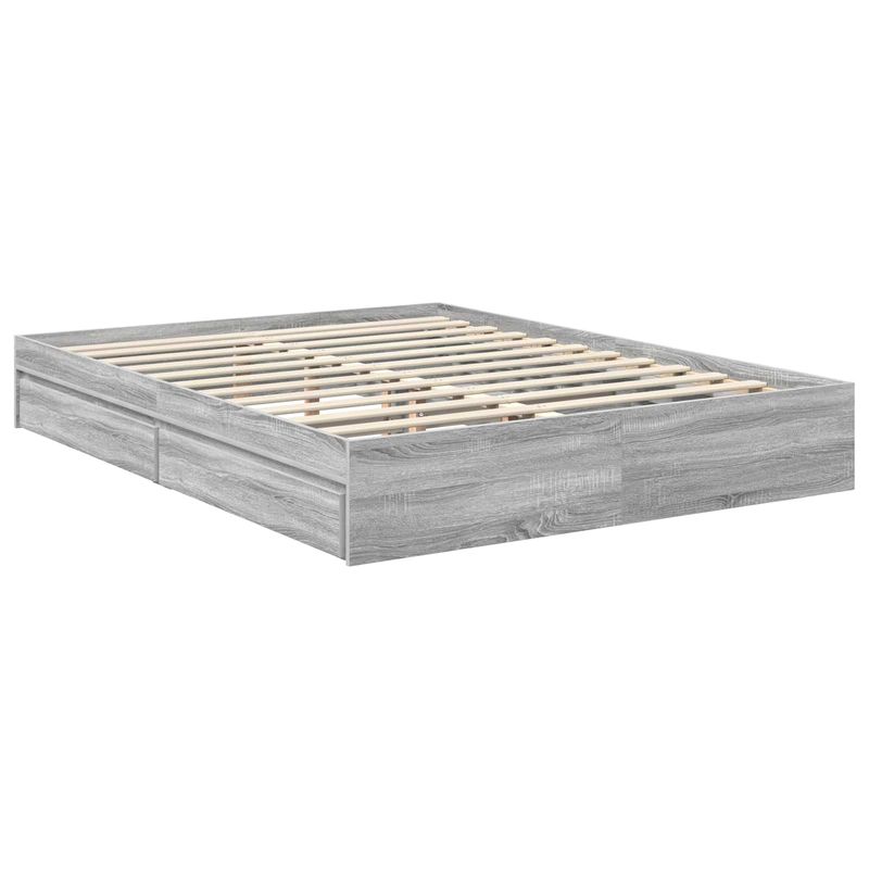 Casa si Gradina - Mobilier - Paturi si accesorii - Paturi - Pat cu storage cu sertar Gri Sonoma 150 x 200 cm Lemn compozit - Infinity.ro