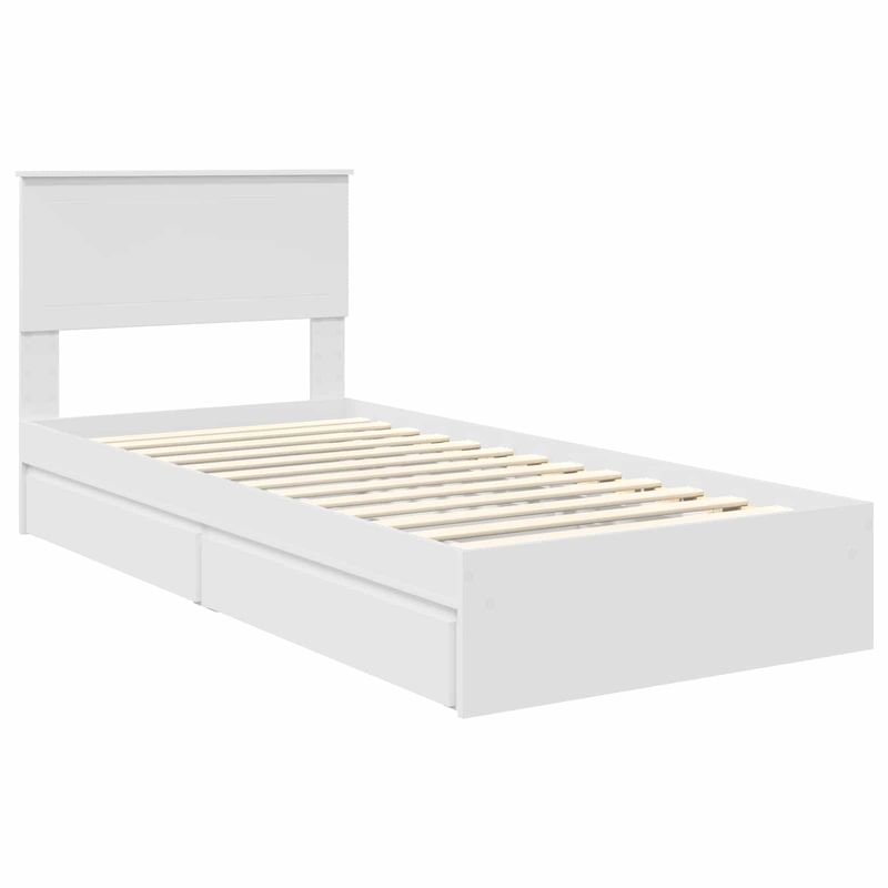 Casa si Gradina - Mobilier - Paturi si accesorii - Paturi - Pat cu storage cu headboard Alb 90 x 200 cm Lemn compozit - Infinity.ro