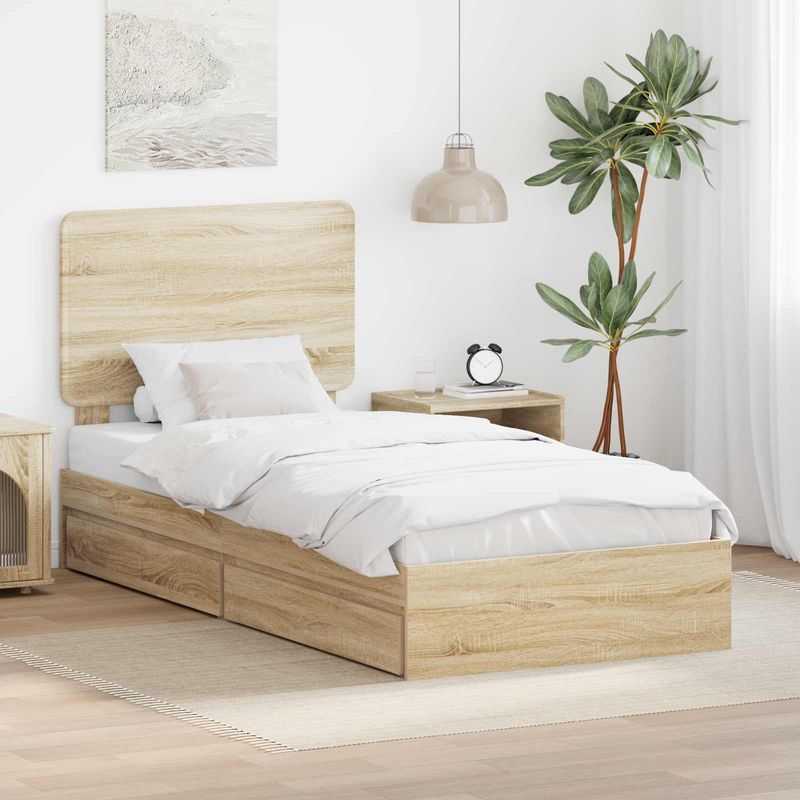 Casa si Gradina - Mobilier - Paturi si accesorii - Paturi - Pat cu storage Stejar Sonoma 100 x 200 cm Lemn compozit - Infinity.ro