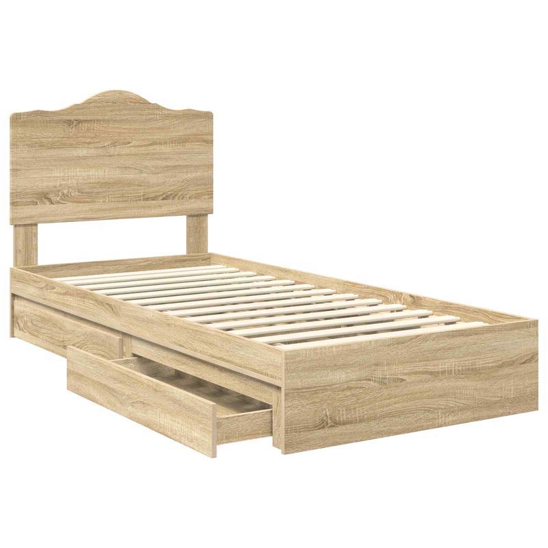 Casa si Gradina - Mobilier - Paturi si accesorii - Paturi - Pat cu storage Stejar Sonoma 100 x 200 cm Lemn compozit - Infinity.ro