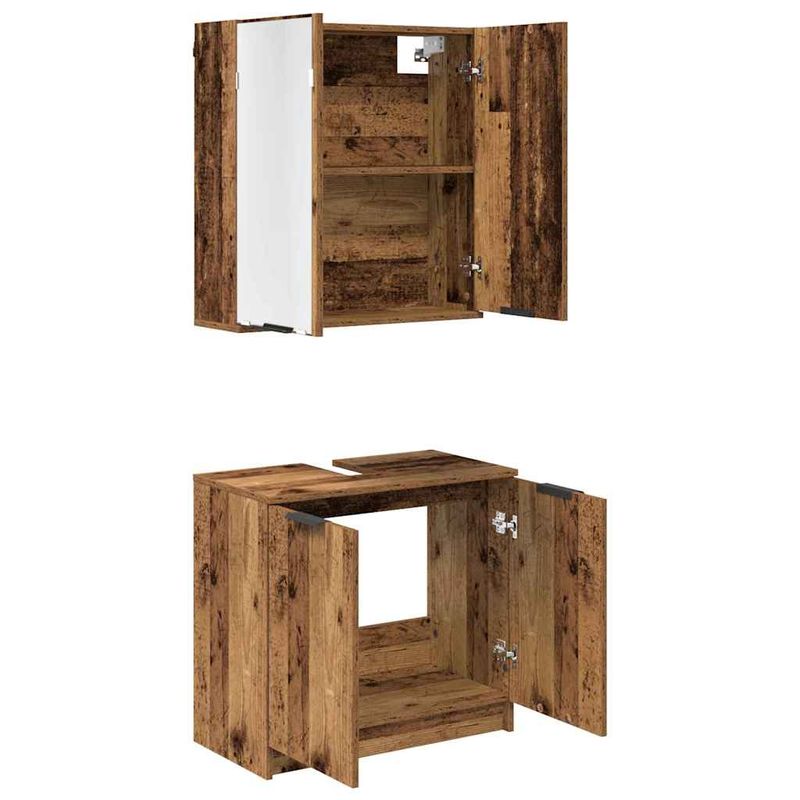 Casa si Gradina - Mobilier - Seturi de mobilier - Seturi baie - Set dulap baie cu raft cu depozitare Lemn Vechi Lemn compozit - Infinity.ro