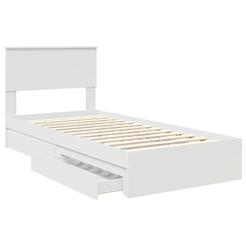 Casa si Gradina - Mobilier - Paturi si accesorii - Paturi - Pat cu storage cu headboard Alb 90 x 200 cm Lemn compozit - Infinity.ro
