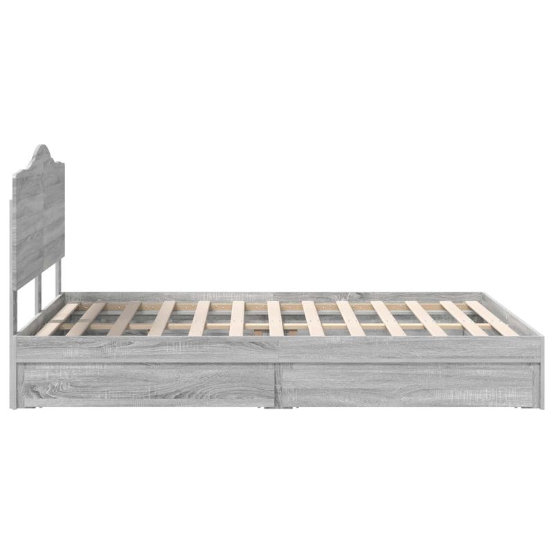 Casa si Gradina - Mobilier - Paturi si accesorii - Paturi - Pat cu storage cu sertar Gri Sonoma 150 x 200 cm Lemn compozit - Infinity.ro