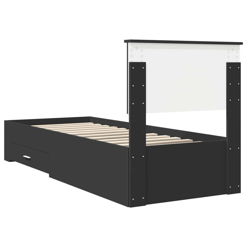 Casa si Gradina - Mobilier - Paturi si accesorii - Paturi - Cadru de pat Negru si argintiu 75 x 190 cm Lemn compozit - Infinity.ro