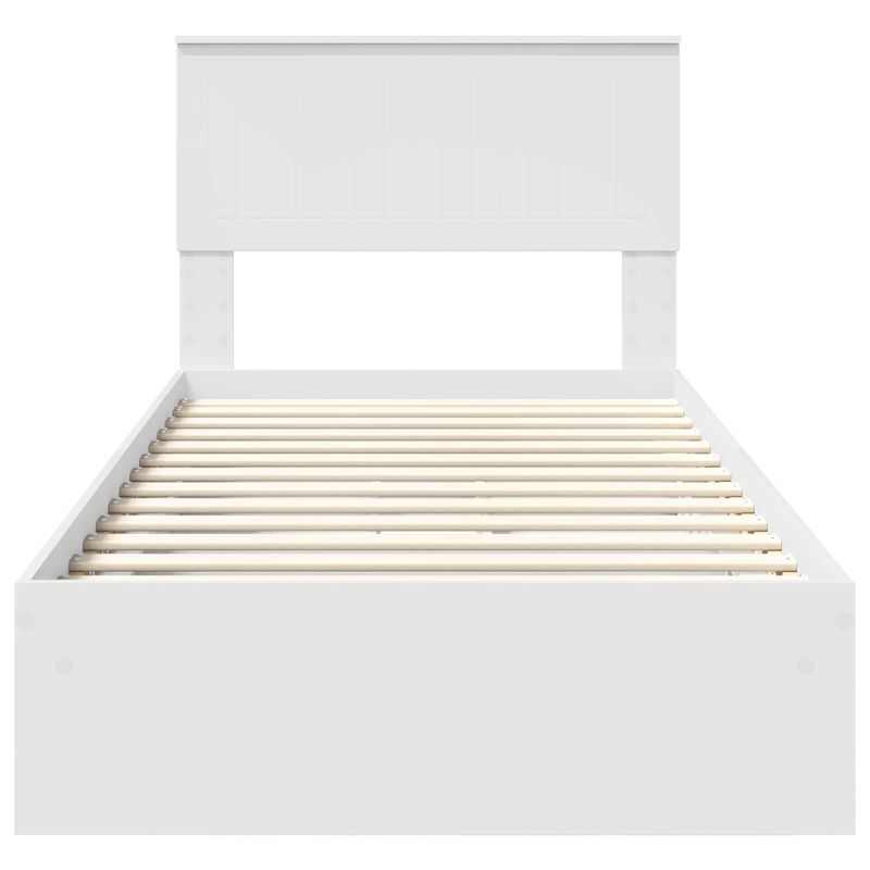 Casa si Gradina - Mobilier - Paturi si accesorii - Paturi - Pat cu storage cu headboard Alb 90 x 200 cm Lemn compozit - Infinity.ro