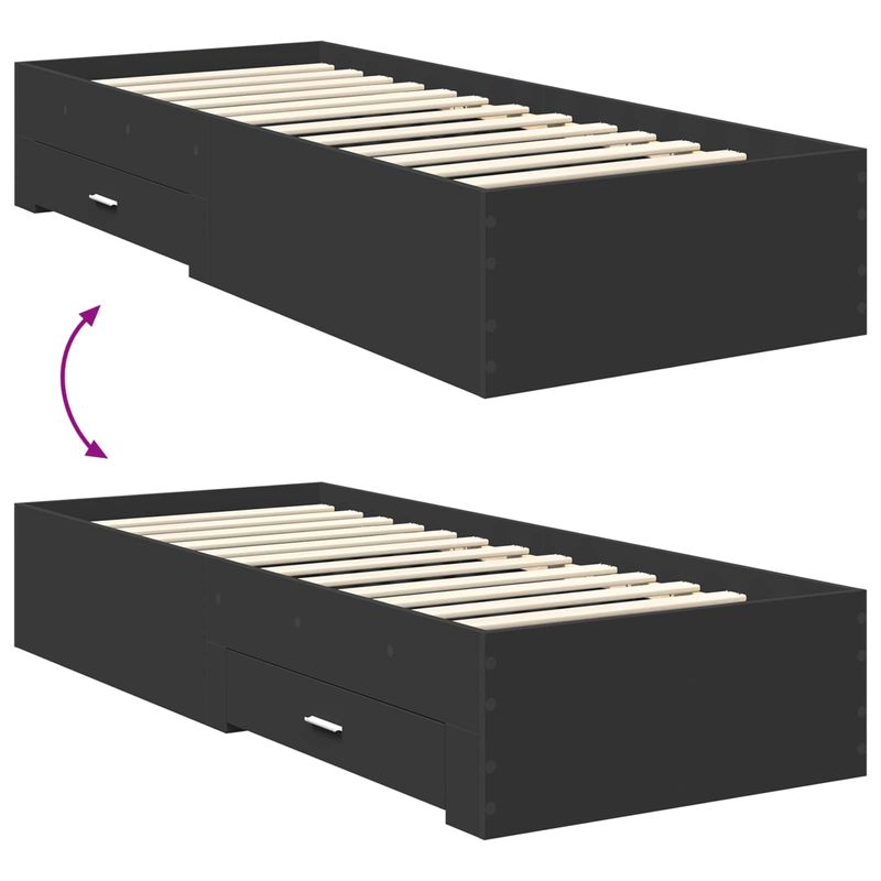 Casa si Gradina - Mobilier - Paturi si accesorii - Paturi - Cadru de pat Negru si argintiu 75 x 190 cm Lemn compozit - Infinity.ro