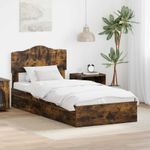 Casa si Gradina - Mobilier - Paturi si accesorii - Paturi - Pat cu storage Stejar fumuriu 100 x 200 cm Lemn compozit - Infinity.ro