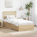 Casa si Gradina - Mobilier - Paturi si accesorii - Paturi - Cadru de pat cu sertar Stejar Sonoma 75 x 190 cm Lemn compozit - Infinity.ro