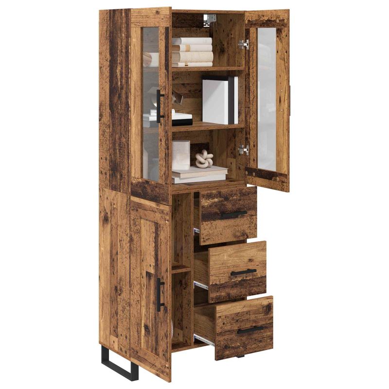 Casa si Gradina - Mobilier - Comode si corpuri - Comode - Bufet cu sertar 2 pcs Lemn Vechi Lemn Stratificat si Sticla - Infinity.ro