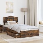 Casa si Gradina - Mobilier - Paturi si accesorii - Paturi - Pat cu storage Stejar fumuriu 100 x 200 cm Lemn compozit - Infinity.ro