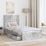 Casa si Gradina - Mobilier - Paturi si accesorii - Paturi - Pat cu storage Gri din beton 75 x 190 cm Lemn compozit - Infinity.ro