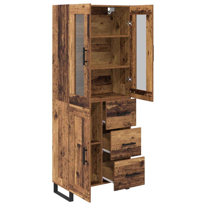 Casa si Gradina - Mobilier - Comode si corpuri - Comode - Bufet cu sertar 2 pcs Lemn Vechi Lemn Stratificat si Sticla - Infinity.ro
