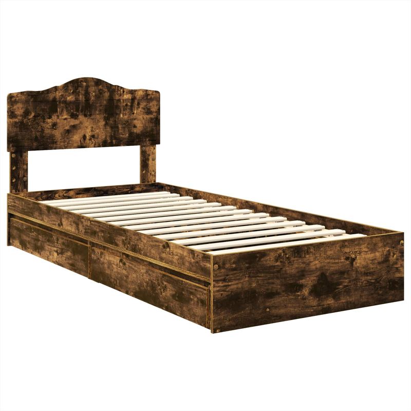Casa si Gradina - Mobilier - Paturi si accesorii - Paturi - Pat cu storage Stejar fumuriu 100 x 200 cm Lemn compozit - Infinity.ro
