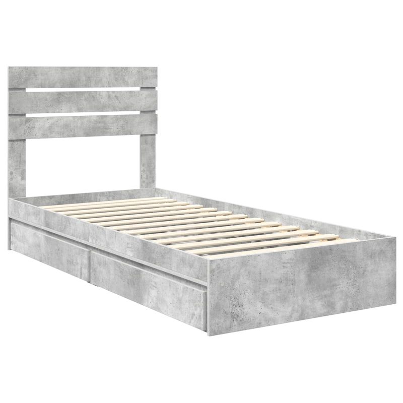 Casa si Gradina - Mobilier - Paturi si accesorii - Paturi - Pat cu storage Gri din beton 75 x 190 cm Lemn compozit - Infinity.ro