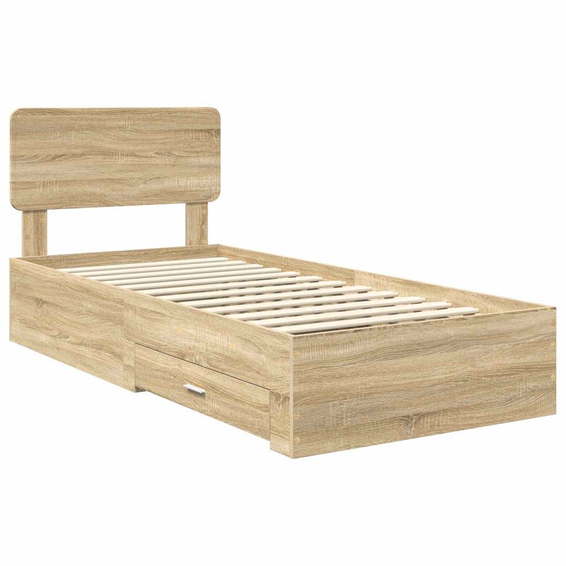 Casa si Gradina - Mobilier - Paturi si accesorii - Paturi - Cadru de pat cu sertar Stejar Sonoma 75 x 190 cm Lemn compozit - Infinity.ro