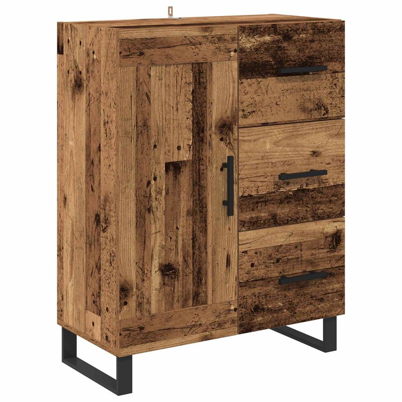 Casa si Gradina - Mobilier - Comode si corpuri - Comode - Bufet cu sertar 2 pcs Lemn Vechi Lemn Stratificat si Sticla - Infinity.ro