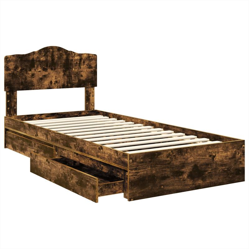 Casa si Gradina - Mobilier - Paturi si accesorii - Paturi - Pat cu storage Stejar fumuriu 100 x 200 cm Lemn compozit - Infinity.ro