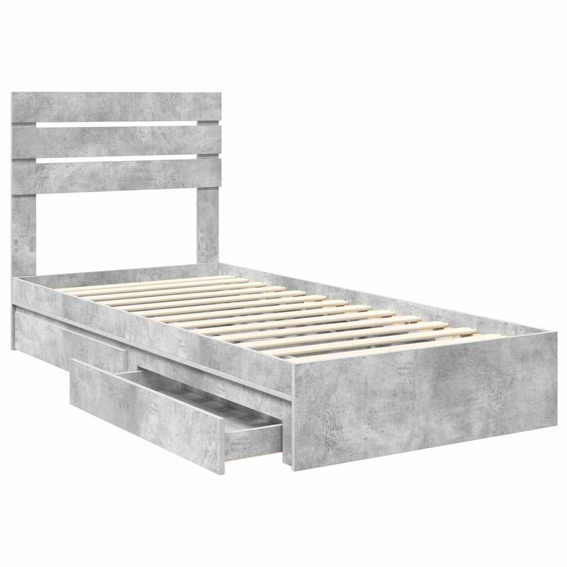 Casa si Gradina - Mobilier - Paturi si accesorii - Paturi - Pat cu storage Gri din beton 75 x 190 cm Lemn compozit - Infinity.ro