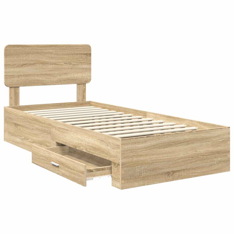 Casa si Gradina - Mobilier - Paturi si accesorii - Paturi - Cadru de pat cu sertar Stejar Sonoma 75 x 190 cm Lemn compozit - Infinity.ro