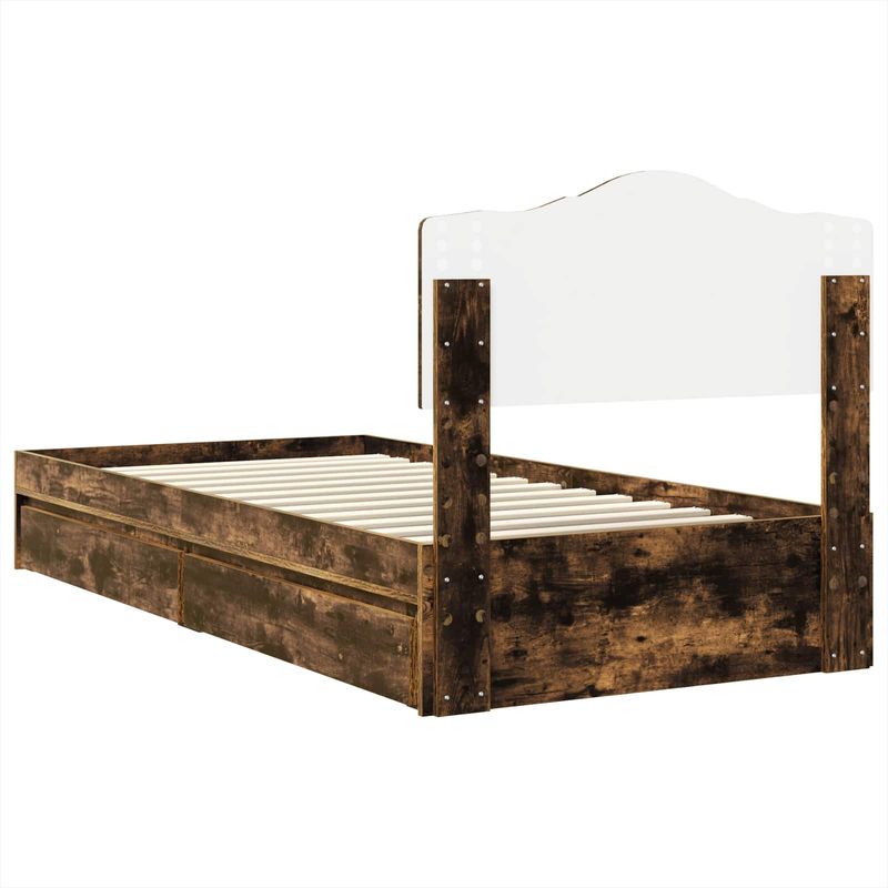 Casa si Gradina - Mobilier - Paturi si accesorii - Paturi - Pat cu storage Stejar fumuriu 100 x 200 cm Lemn compozit - Infinity.ro