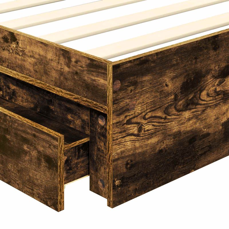 Casa si Gradina - Mobilier - Paturi si accesorii - Paturi - Pat cu storage Stejar fumuriu 100 x 200 cm Lemn compozit - Infinity.ro