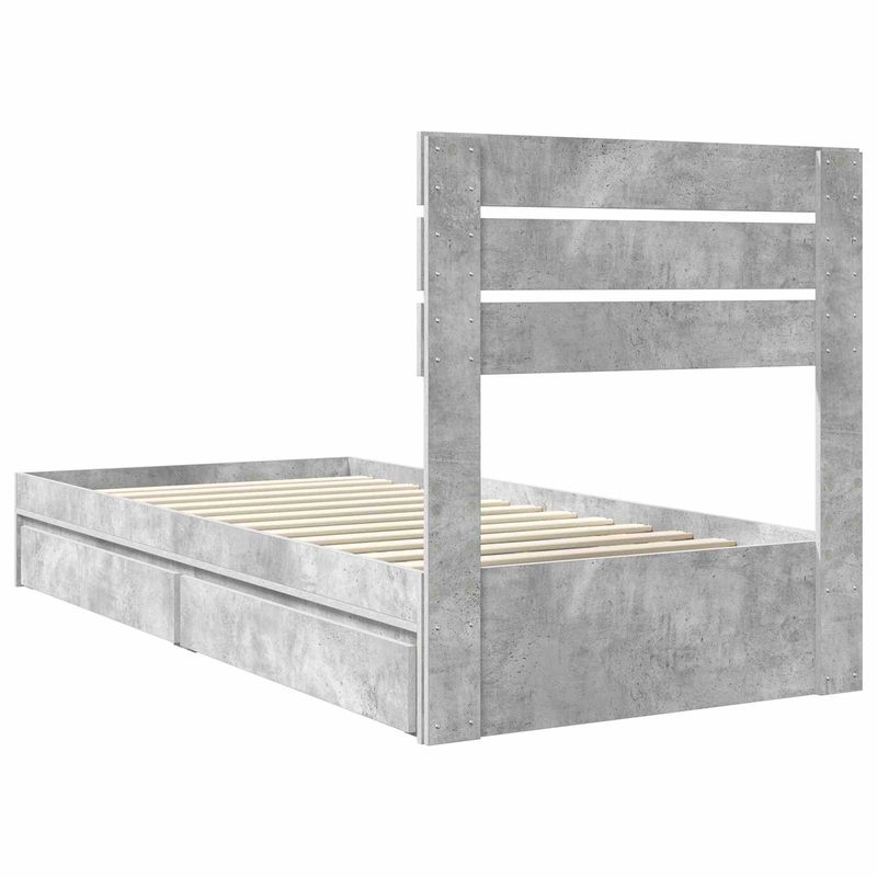 Casa si Gradina - Mobilier - Paturi si accesorii - Paturi - Pat cu storage Gri din beton 75 x 190 cm Lemn compozit - Infinity.ro
