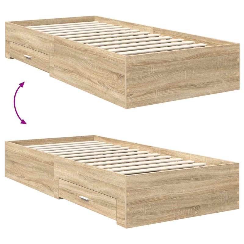 Casa si Gradina - Mobilier - Paturi si accesorii - Paturi - Cadru de pat cu sertar Stejar Sonoma 75 x 190 cm Lemn compozit - Infinity.ro