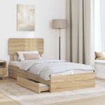 Casa si Gradina - Mobilier - Paturi si accesorii - Paturi - Pat cu storage Stejar Sonoma 90 x 200 cm Lemn compozit - Infinity.ro